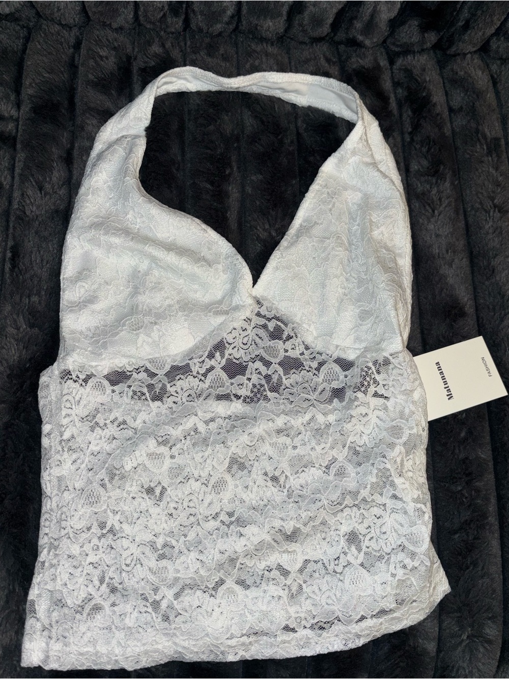 Muza White Lace Halter Crop Top